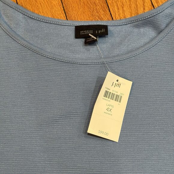 J. Jill Wearever Collection Tunic Blouse Top Plus Size 4X Blue Side Slits NEW - Picture 4 of 12